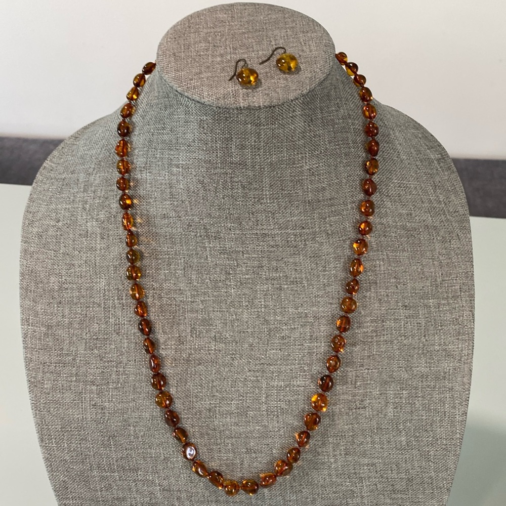 Vintage ‘Amber’ Necklace & Earrings